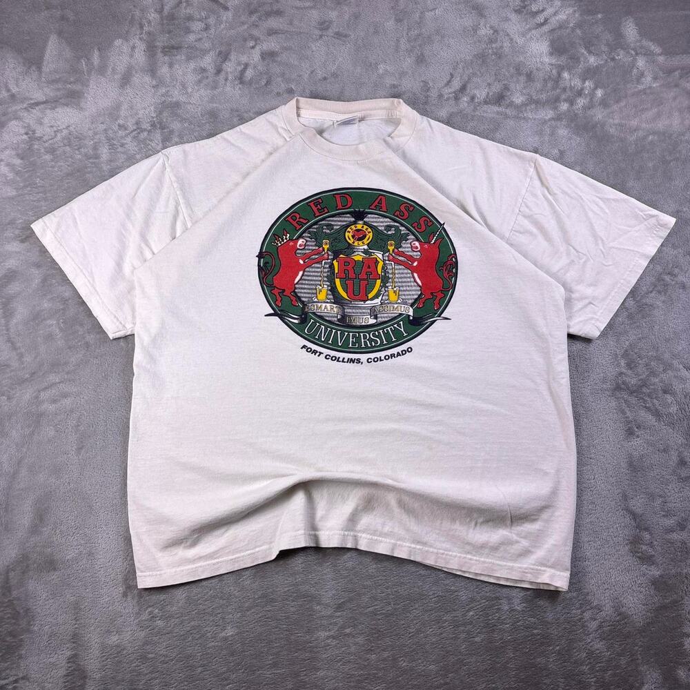 Vintage University T Shirt Large White Fort Collins Colorado Funny Graphic